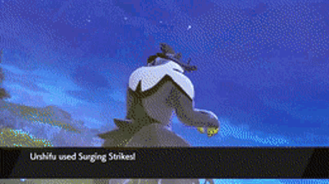 a screenshot of a video game says unshifu used surging strikes !