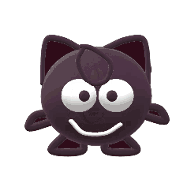 a black cartoon character with big eyes and a bow on its head