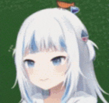 a close up of a anime girl with white hair and blue eyes .