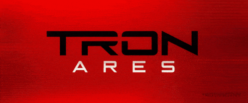 a red background with the word tron ares