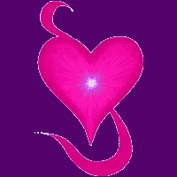 a pink heart on a purple background with a white s on it