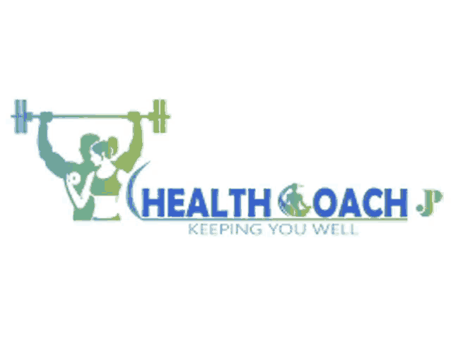 a logo for health coach keeping you well with a woman lifting weights