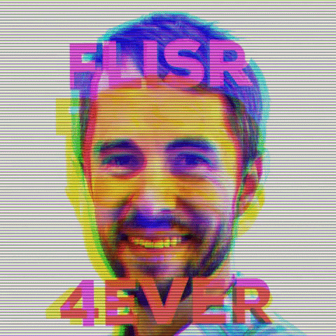 a man 's face is displayed with the words flusr 4 ever written above it