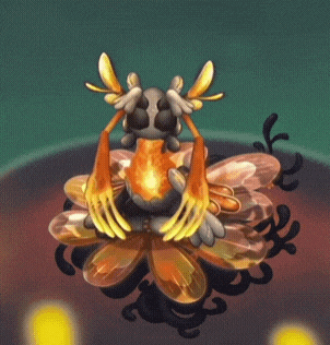 a cartoon drawing of a creature with wings and a light coming out of it 's mouth