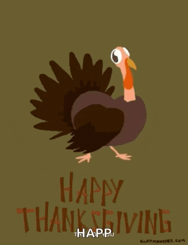 a turkey with smoke coming out of its eyes and the words happy thanksgiving written below it