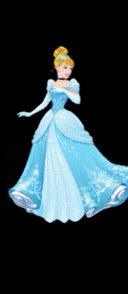 a cinderella doll is wearing a blue dress with a black background