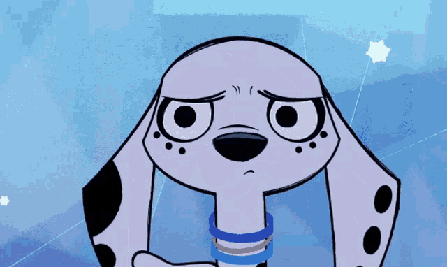 a dalmatian with a sad look on its face