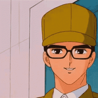 a cartoon man wearing glasses and a hat is smiling and waving .