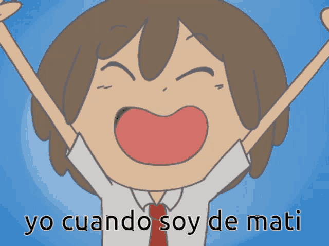 a cartoon of a boy with his arms outstretched and the words yo cuando soy de mati below him