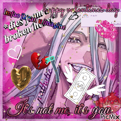 a valentine 's day greeting card with a broken heart and a dollar bill