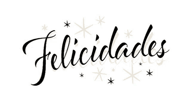 the word felicidades is on a white background with gold stars around it