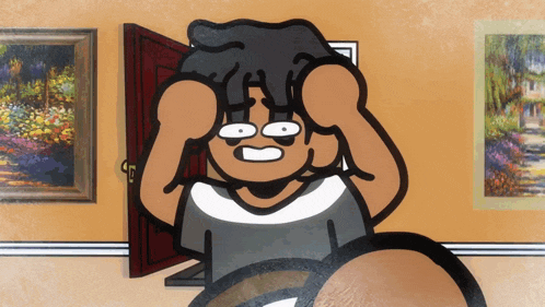 a cartoon drawing of a man covering his ears with his hands