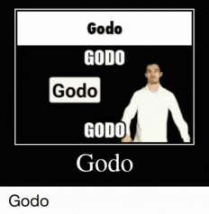 a picture of a man in a white shirt with the word godo on it
