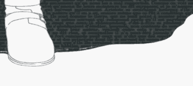 a drawing of a person 's foot standing on a page of text