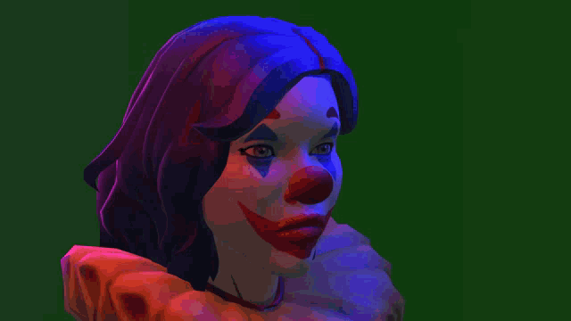 a close up of a woman with a clown nose