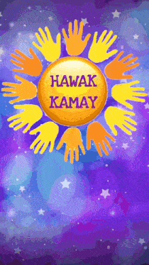 a drawing of a sun with hands around it that says hawak kamay