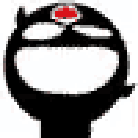a black cartoon character with a red eye and a devil horn on his head .