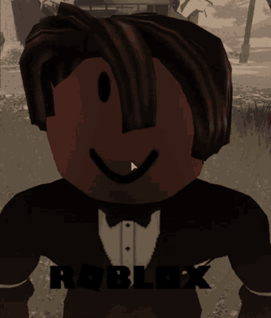 a cartoon character in a tuxedo and bow tie smiles
