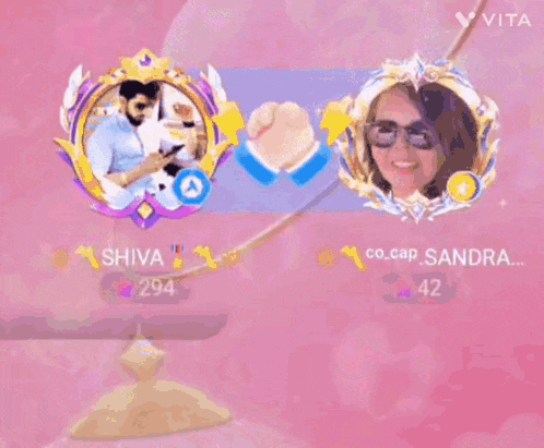 a pink background with hearts and the word vita in the corner