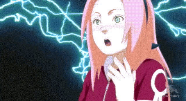 a girl with pink hair and a s on her sleeve