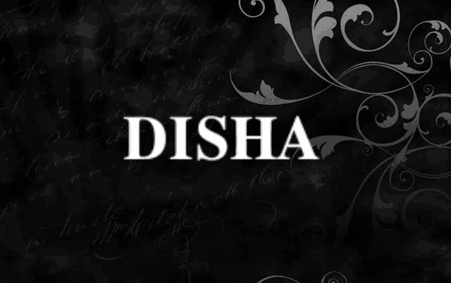 a black background with swirls and the name disha