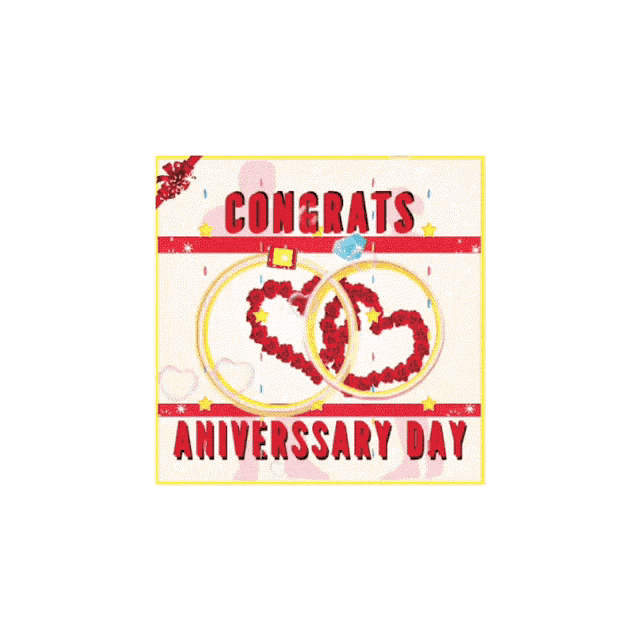 a card that says congrats anniversary day with two rings
