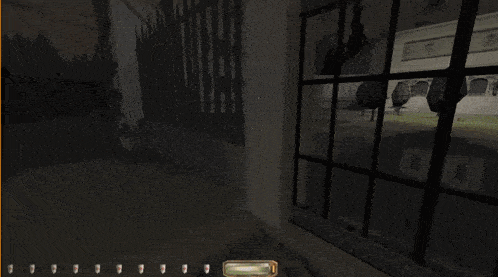 a computer screen shows a living room with a few lamps on the floor