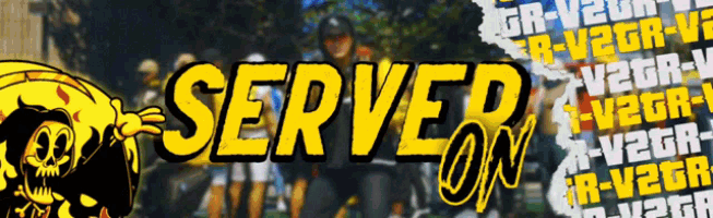 a banner with a skull and the word server on