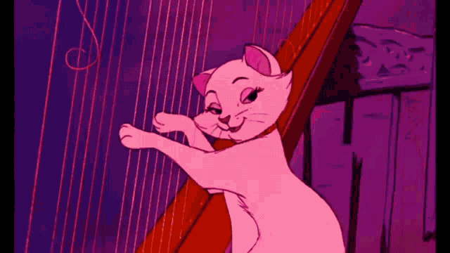 Cat Playing Harp GIF