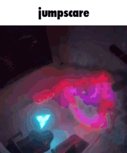 the word jumpscare that is on a graphic