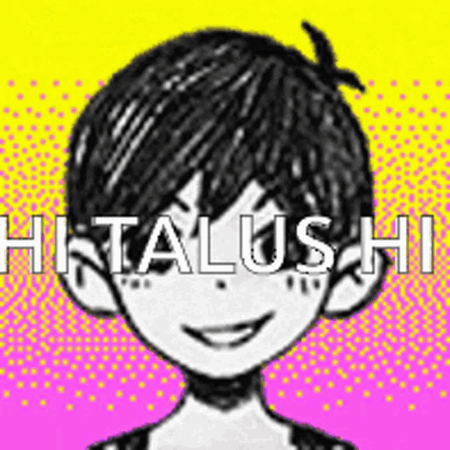 a black and white drawing of a boy with the words hitalishi written above him .