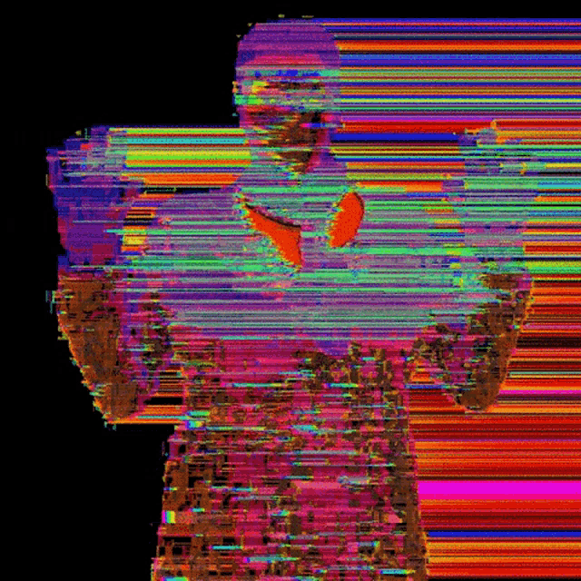 a colorful image of a person with a spider on their chest .