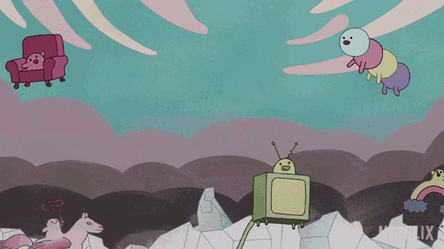 a cartoon scene with a netflix logo on the bottom right