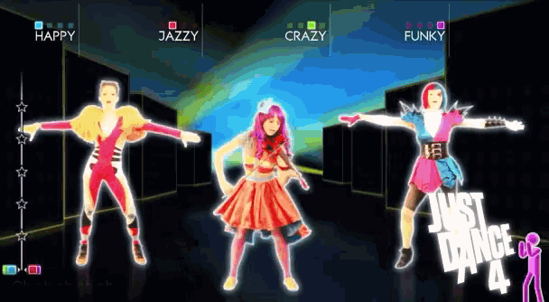 three women are dancing in just dance 4