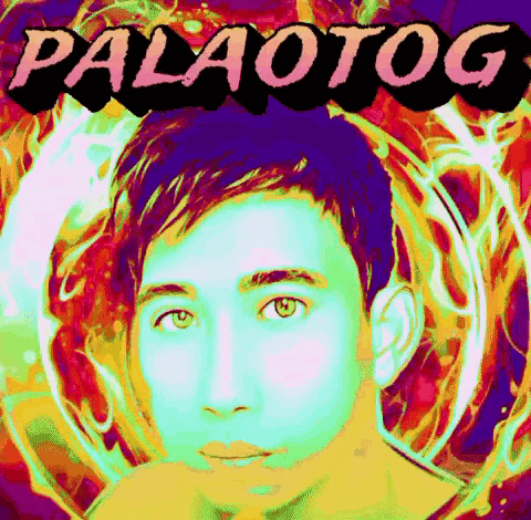 a colorful painting of a man 's face with the word palaotog above him