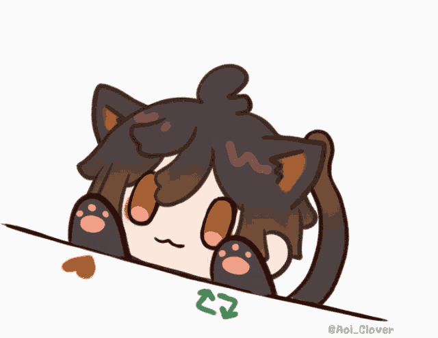 a drawing of a cat with the name aol clover on the bottom right