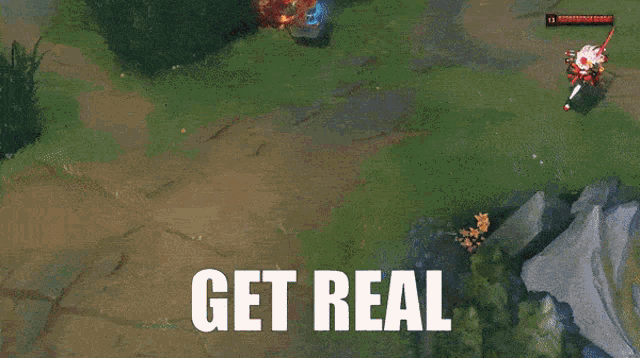 a screenshot of a video game with the words get real at the top