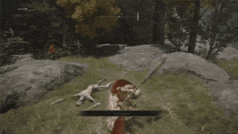 a video game is being played with a dead animal in the background