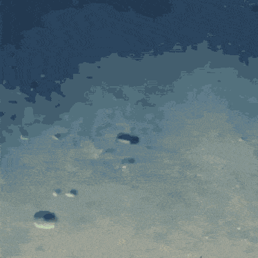 a painting of a landscape with a yellow and blue gradient
