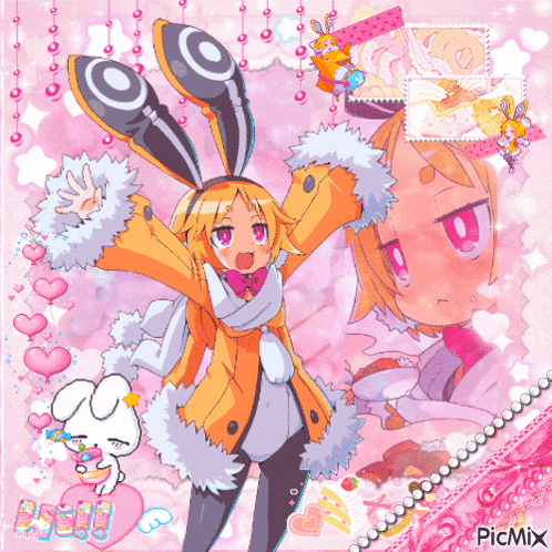 a picture of a girl in a bunny costume with the word picmix in the bottom right corner