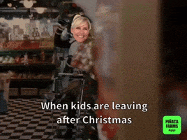 a woman in a wheelchair with the words when kids are leaving after christmas on the bottom