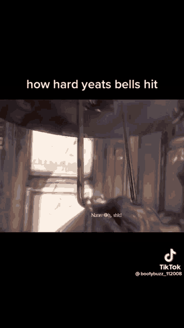 a video game character is holding a gun and talking to another character .