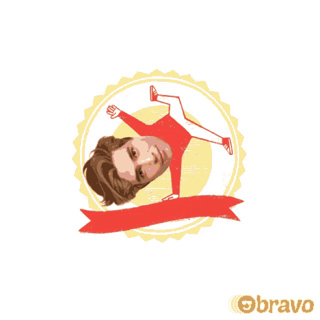 a sticker with a man 's face on it and the word bravo on the bottom