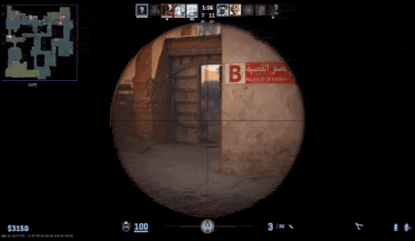 a screenshot of a video game shows a sniper aiming at a target