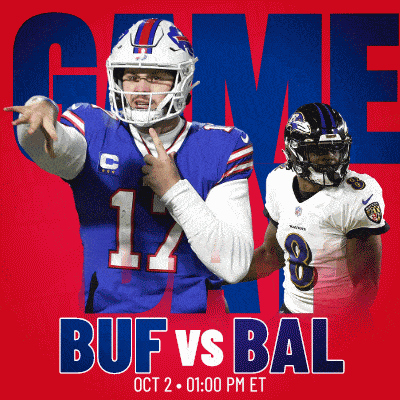 an advertisement for a football game between the buffalo bills and the ravens