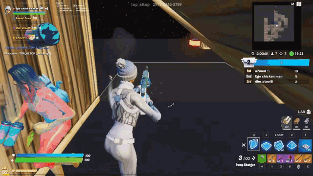 a screenshot of a video game shows a person holding a gun in a corner