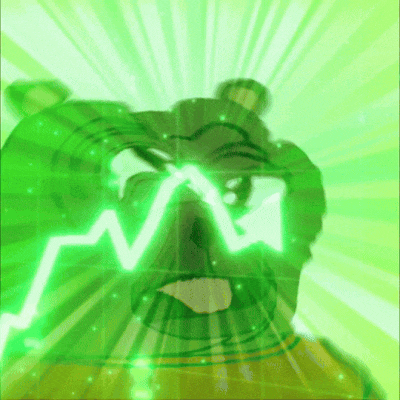 a cartoon character with a green light coming out of its mouth