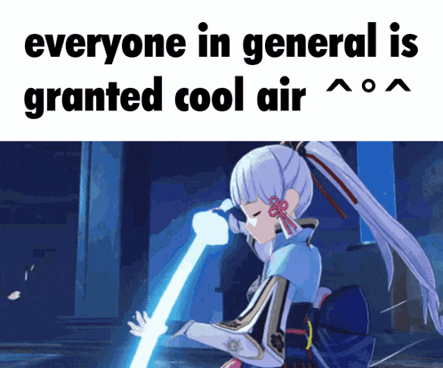 a picture of a girl with the words everyone in general is granted cool air on the bottom