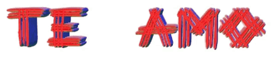 the word te amo is written in red and green sticks