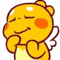 a cartoon character with wings is smiling and holding his hands together .